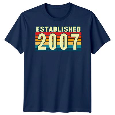 Основан в 2007 году 18-й День Рождения Юбилей Винтажная Графика Унисекс 100% Хлопок Футболка Мужская Женская Футболки Топ