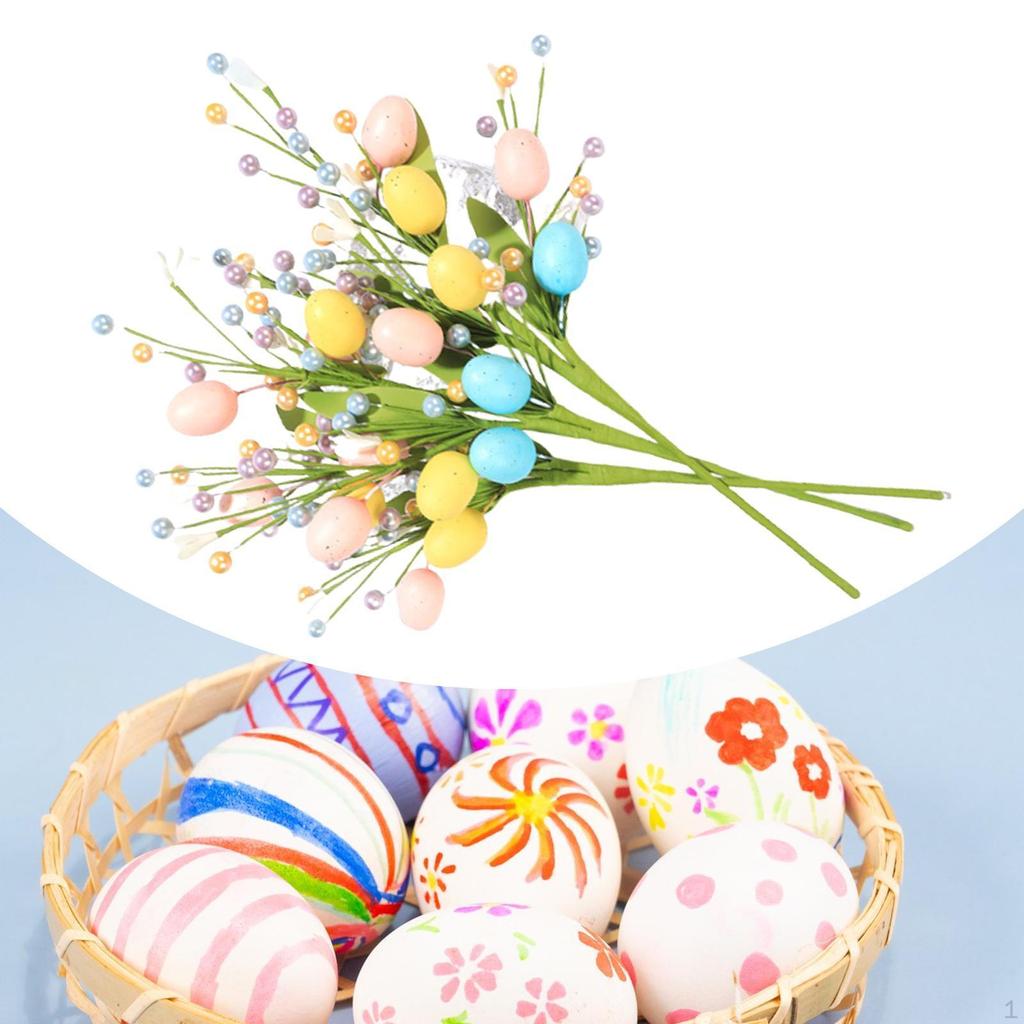 1x Easter Tree Branch Decor Artificial Decorative Simulated Berry Cuttings Egg Flower Pick
