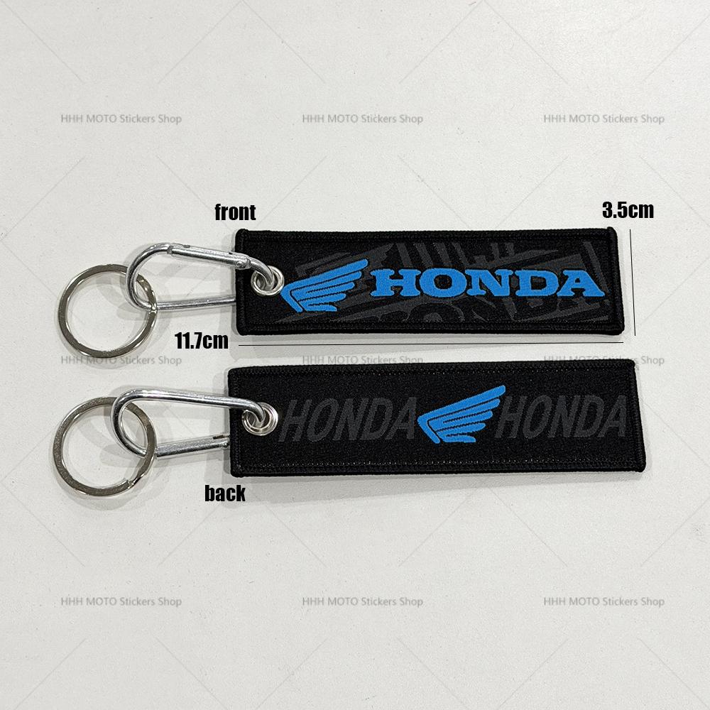 YNEPB1 Embroidery Wings Car Keychain for Honda Cars & Motorcycles Double Sided Key Fob Holder Jewelry