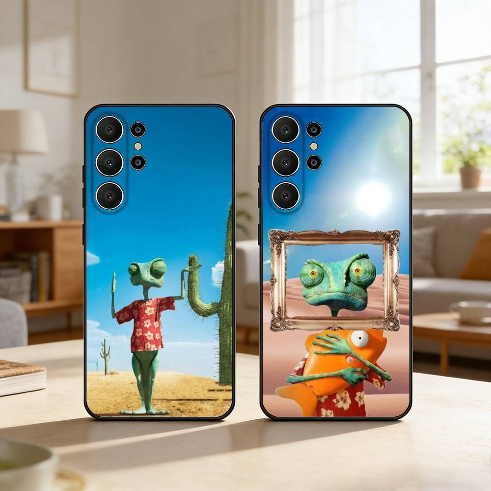 Cartoon R-RangoS Funny Phone Case For Samsung S26,S25,24,23,22,30,21,10,9,Ultra,Plus,Lite,FE Soft Black Case