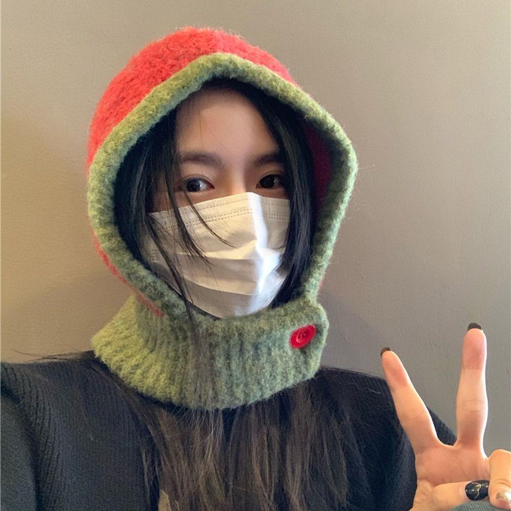 Осенний головной убор с ушками, шарф-шапка, балаклава, шапка-ушанка, теплая вязаная шапка, осень-зима
