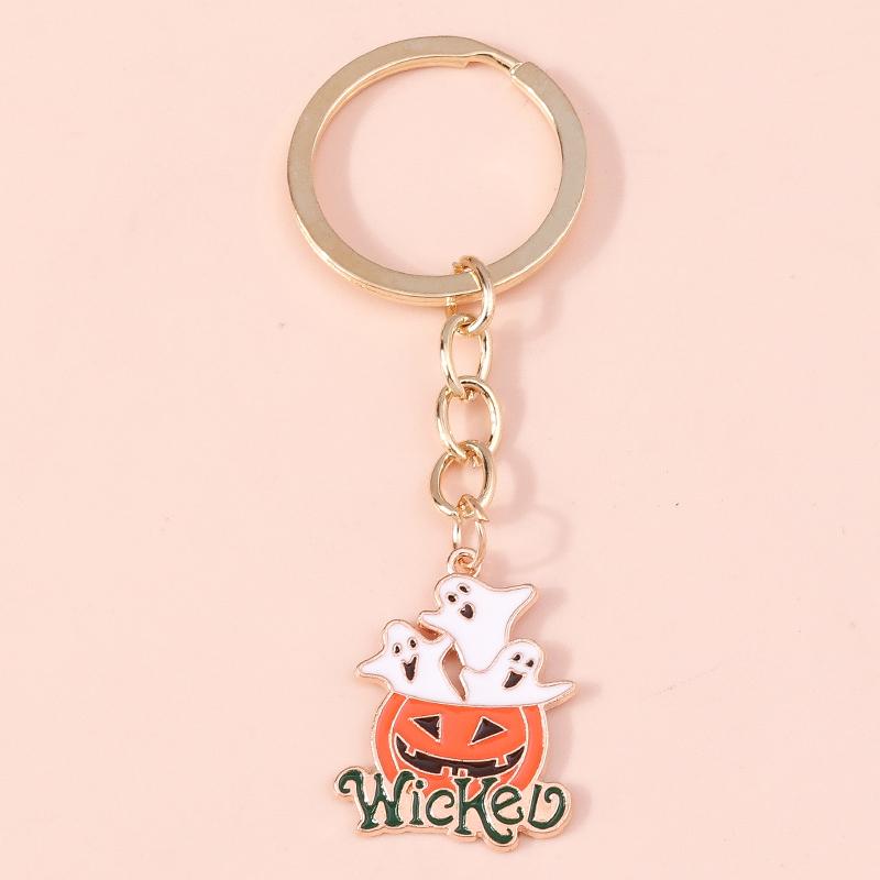 Cute Enamel Ghost Keychain Halloween Witch Pumpkin Bat Keyring Pendants for Car Key Holder Handbag Decor Jewelry  Accessories