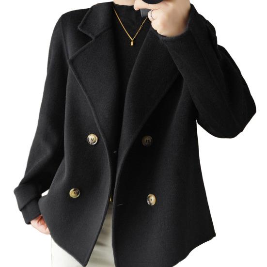 Women Fall Winter Coat Thick Loose Solid Color Double-breasted Buttons Lapel Notch Collar Long Sleeve Cold Resistant Lady Trench Coat