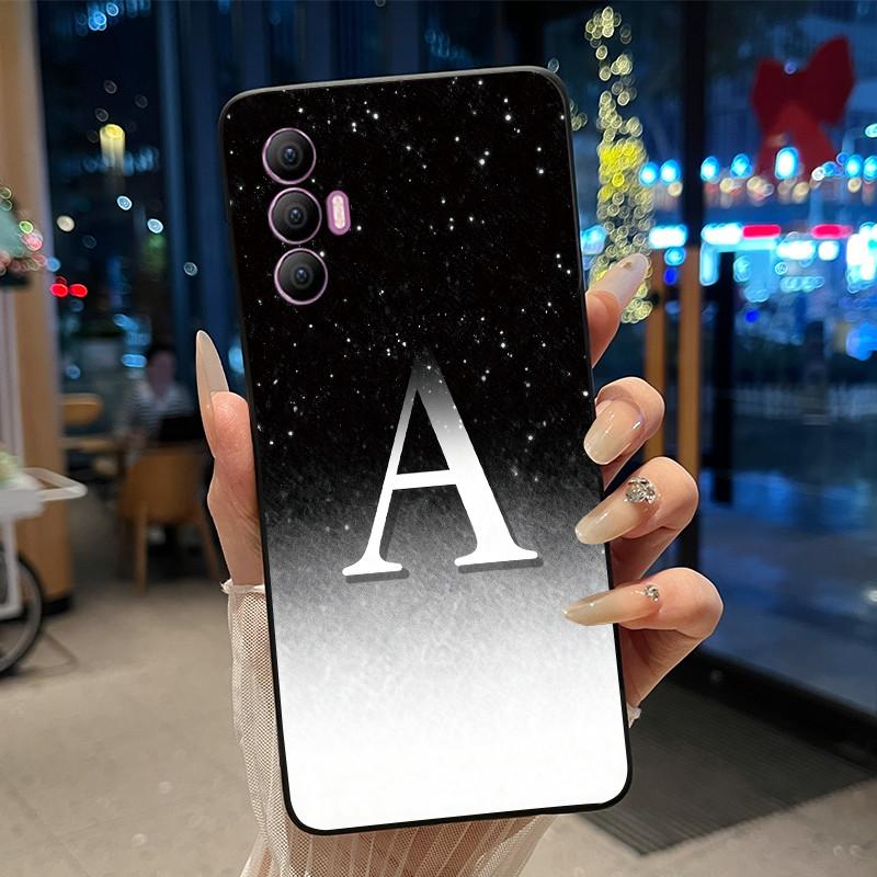 Чехол для телефона Tecno Spark 8 Pro Стильный Новый Буква С Цветком Блестящее Звездное Небо Мягкий Черный Защита от царапин Задняя крышка