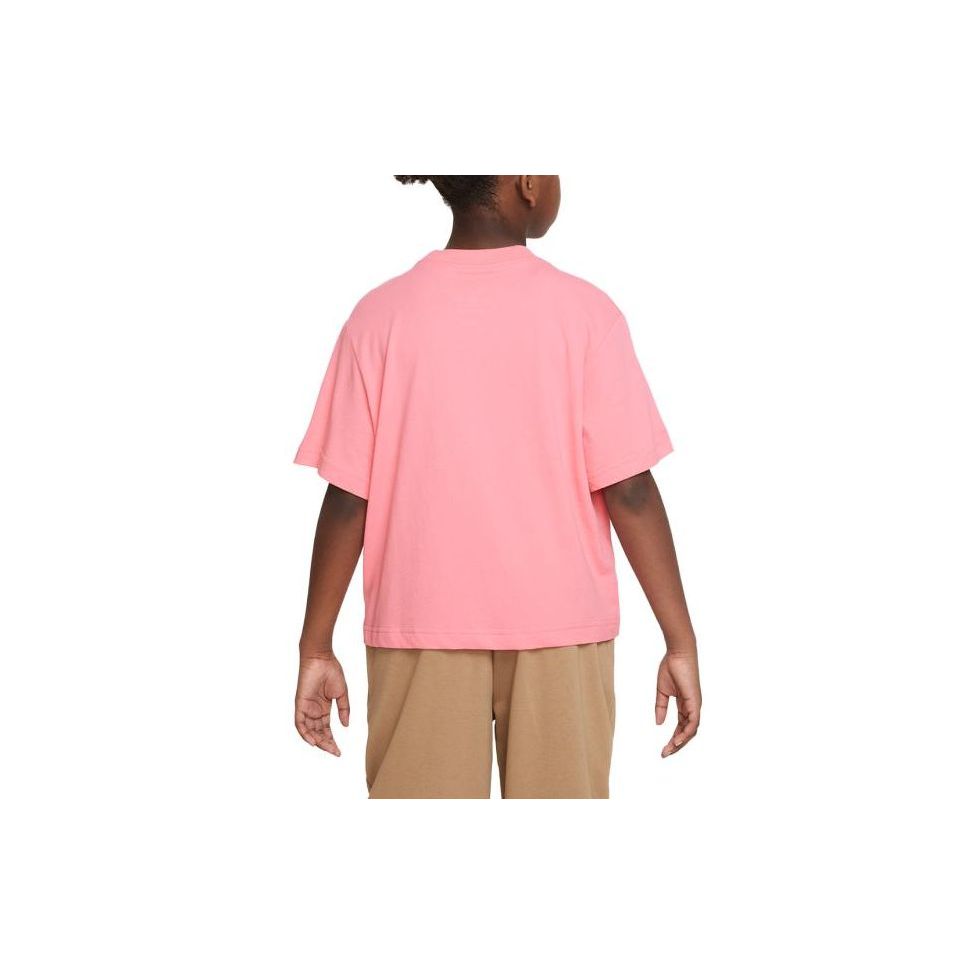 Nike Футболка Dri-Fit Letter Logo Print Loose Round Neck Short Sleeve Футболка для детей Кораллово-розового цвета FD0941-611