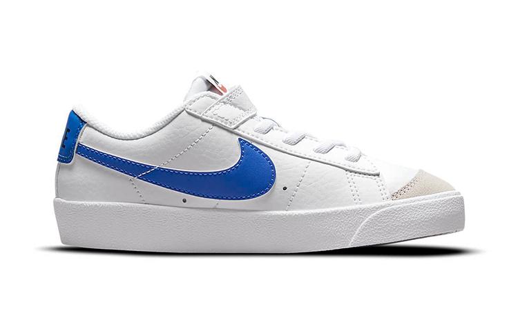 Nike Кроссовки Blazer 77 для скейтбординга, нескользящая подошва, устойчивость к истиранию, низкие, детские, Бело-синие DA4075-104