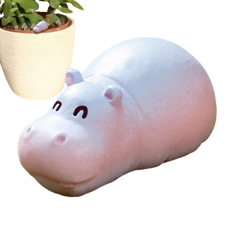 Фигурки маленького гиппопотама Уникальная фигурка Ручная работа Смола Фигурки животных Для книжной полки Спальня Крошечная милая скульптура гиппопотама Домашний декор