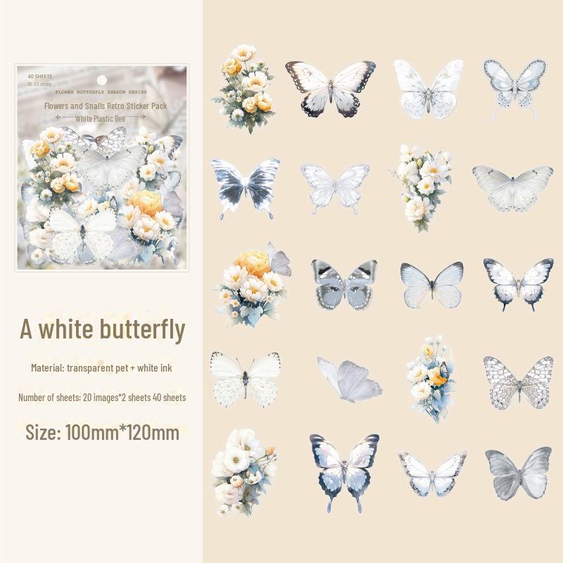 Набор ретро-наклеек серии Fantasy Butterfly Shadow с полупрозрачным ПЭТ-дизайном