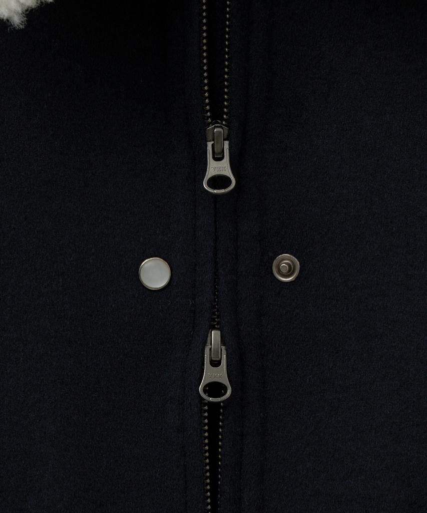 Satur (W) Shearling Collar Wool Blend Jacket Navy