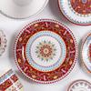 Creative Middle Eastern Style Dinner Plate New Home Red Painted Ceramic Flat Plate Soup Bowl 1PC