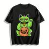 Хэллоуин Зомби Счастливая Кошка Тыква Принт Повседневный Топ Хлопковая Футболка
