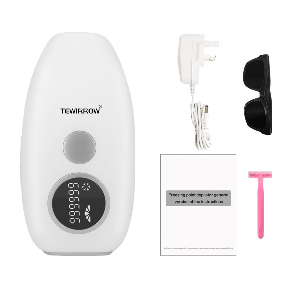 TEWIRROW Удаление волос IPL с системой окружающего охлаждения на 360 °. Перманентное средство для удаления волос, безболезненное домашнее использование, 999999 вспышек для лица, подмышек, ног, линии бикини.