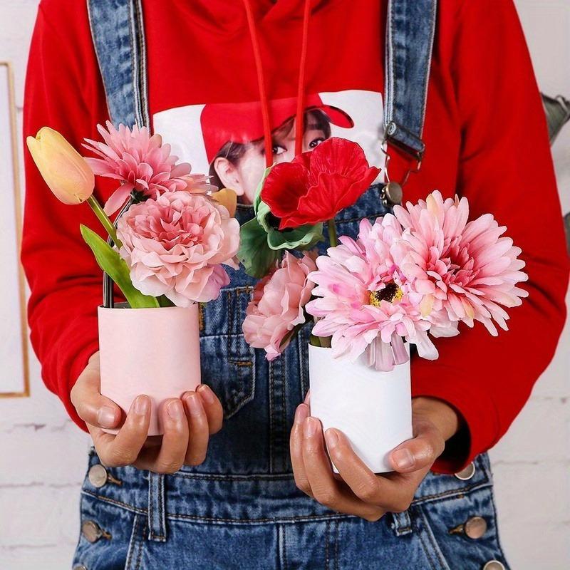 Round Flower Paper Boxes Lid Bucket Gift Packaging Box Gift Candy Bar Party Wedding Gift Storage Boxes