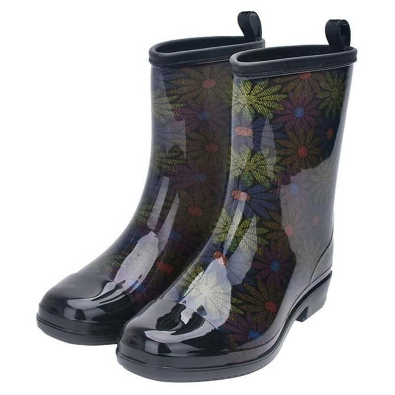 Женские резиновые дождевые сапоги с цветочным принтом, водонепроницаемые, фестивальные, веллингтоны, противоскользящая дождевая обувь