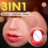 3 IN 1 Realistic Real Oral Male Masturbator Cup Artificial Vagina Anal Clitoris Silicone Masturbation Blowjob Sex Toys for Men