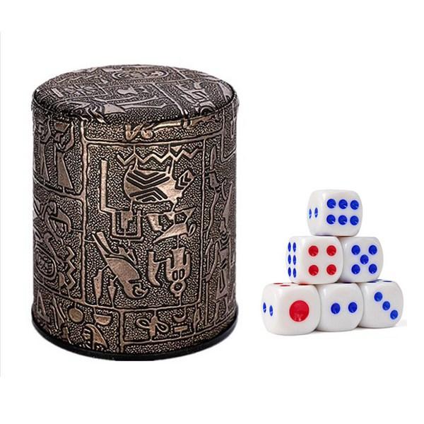 Игральные кости для настольной игры, кожаная высококачественная чашка для игральных костей, коричневая