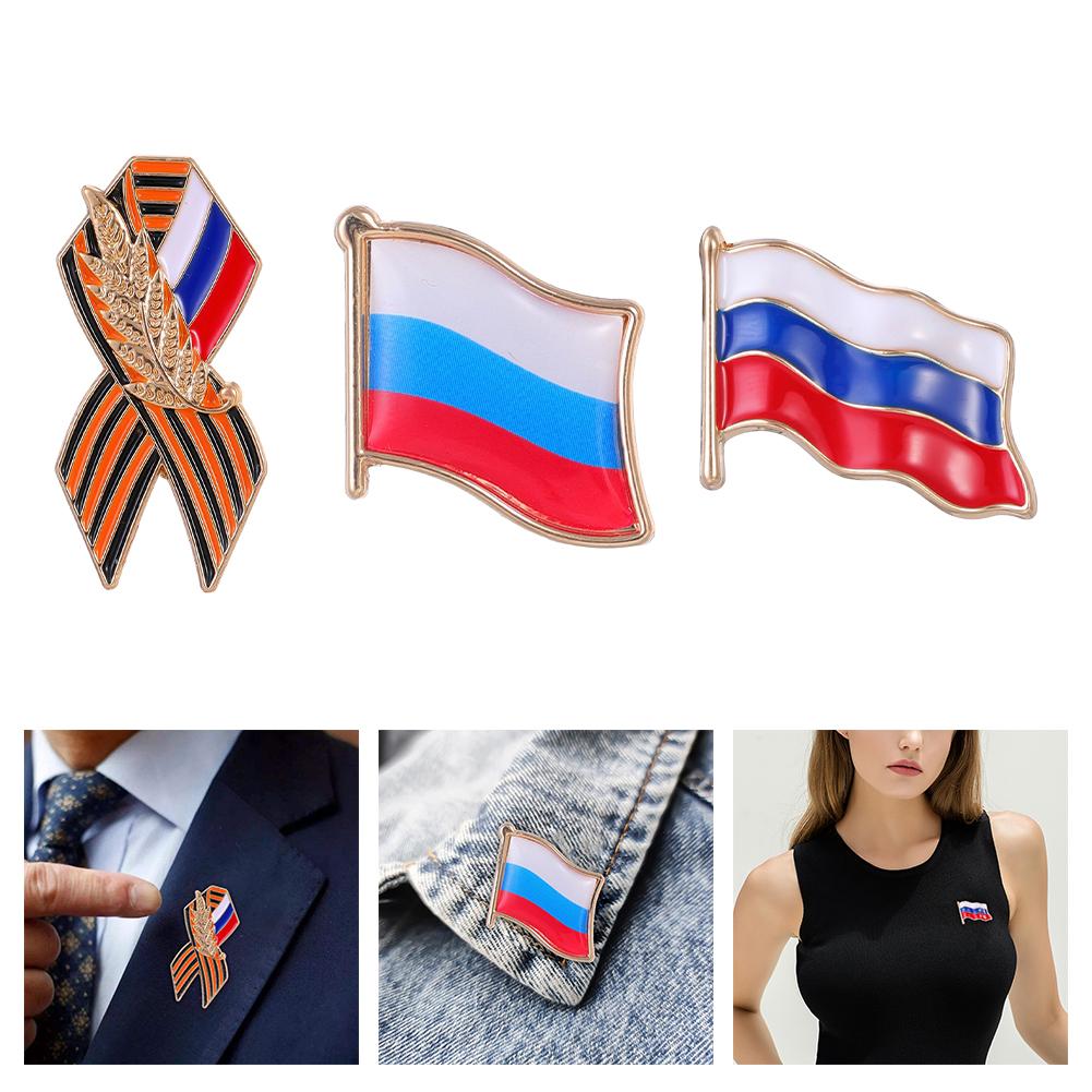 Эмалированная Брошь Российский Национальный Флаг Георгиевская Лента Сплав Колос Пшеницы Бабочка Значок Женское Пальто Рубашка Корсаж Шляпа Сумка Значок