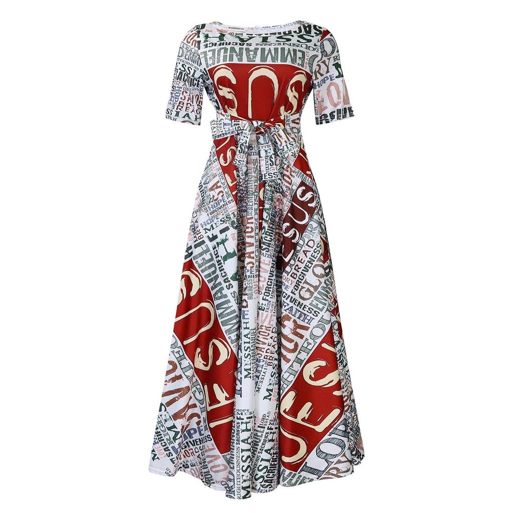 Новое женское платье из африканского кружева 2024 года: Короткие рукава, свободный крой, большие размеры, элегантная мода