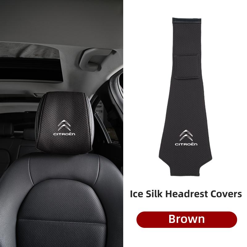 AIJ4   Ice Silk Car Headrest Cover Breathable Cooling For Citroen C4 C3 C5 C1 C2 Berlingo Celysee Cactus Picasso Aircross Saxo Grand
