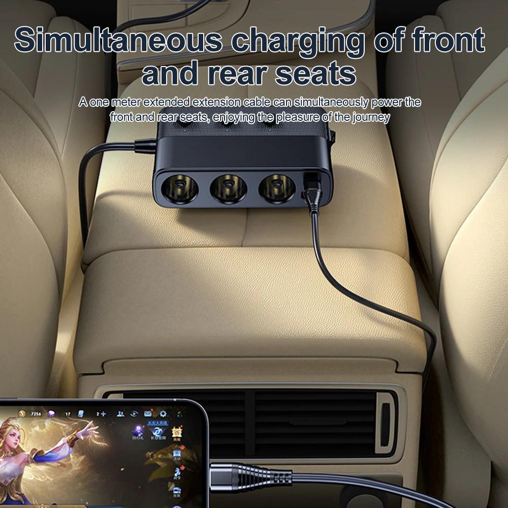 Автомобильное зарядное устройство, прикуриватель, адаптер питания, разветвитель PD30W QC3.0, 3-в-1, несколько портов, быстрая зарядка, USB-разъем для зарядки с переключателем