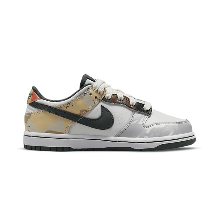 Nike Детские кроссовки Dunk Low SE PS Sail Multi-Camo Multi-Color Vintage-Green Total-Orange DB1900-100