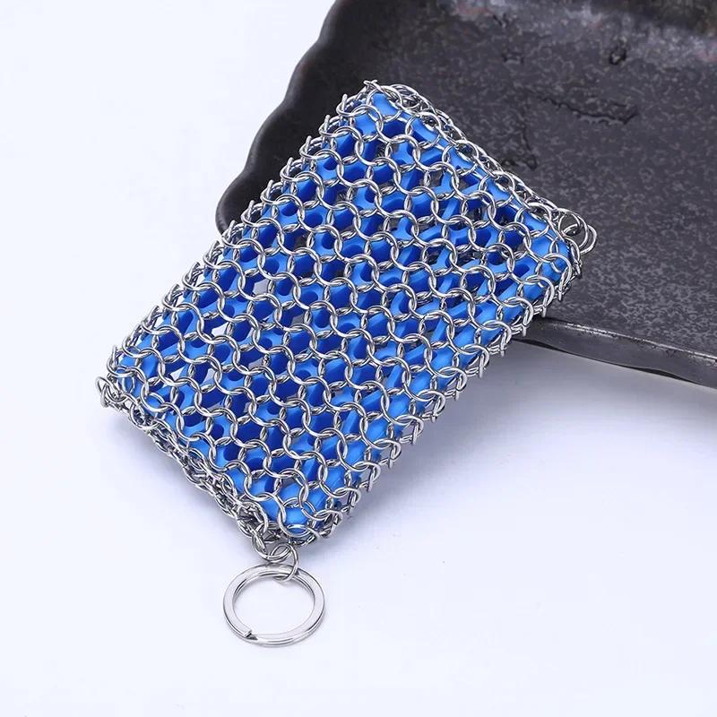 Однокольцевой очиститель для чугунной кухонной посуды, щетка для чистки, скребок для цепей из нержавеющей стали, сковорода, решетка, скребок для удаления ржавчины