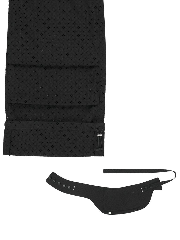 TUOMIO Eyelet Belt Bag Pants [Black]