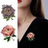 Sweater Brooch Pin Women Sparkling Rhinestones Enamel Peony Shape Lapel