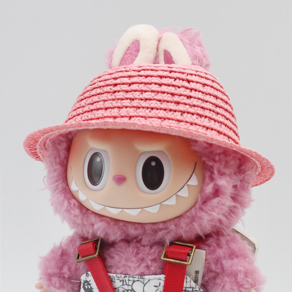 Doll Straw Hat for Dollhouse Miniature 17cm Labubu Color Match Hat Kawaii Cute Doll Accessories Kids Girls Toys