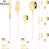 Gold 24Pcs Dinnerware Cutlery Set Knife Fork Coffee Spoon Tableware Set Mirror Stainless Steel Flatware Western Kitchen Silverware
