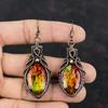 Faceted Ammolite Earring Copper Wire Wrapped Earrings Handmade Copper Jewelry Real Gemstone Earrings Wire Weaving Jewelry Birthstone Earring