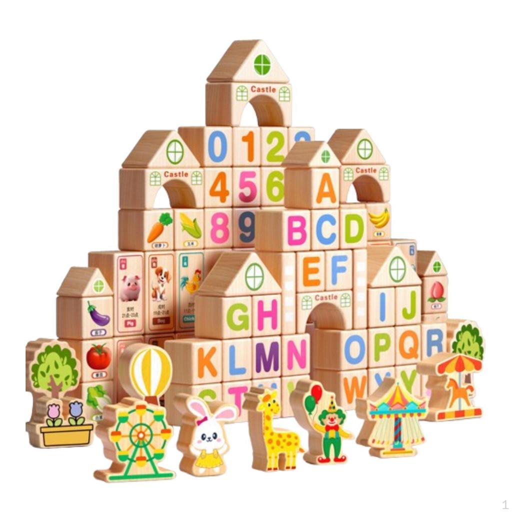 100 штук Деревянные кубики для складывания Обучающие сенсорные игрушки DIY Развивающая игрушка Игра для родителей и детей для мальчиков