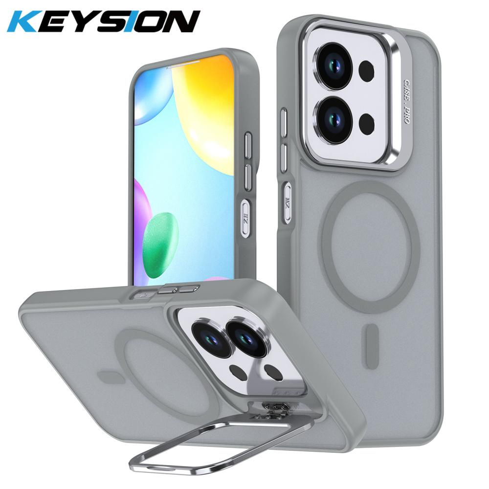 KEYSION Магнитный чехол для телефона с подставкой для линзы для Redmi 15C 171 мм Матовый полупрозрачный ударопрочный задний чехол для Xiaomi POCO C85
