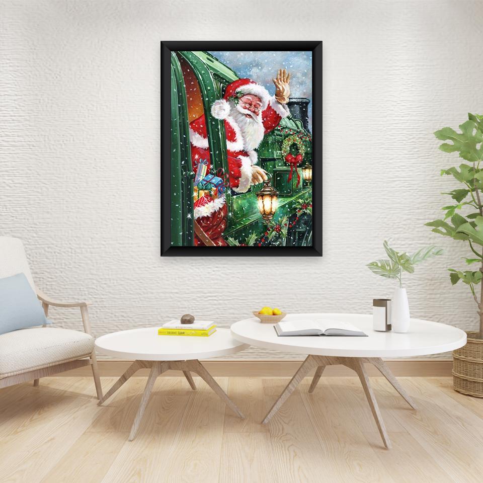 5D Diy Алмазная картина Рождественский подарок Пейзаж Полный горный хрусталь Вышивка Санта-Клаус Мозаичный узор Смола Настенное искусство Домашний декор