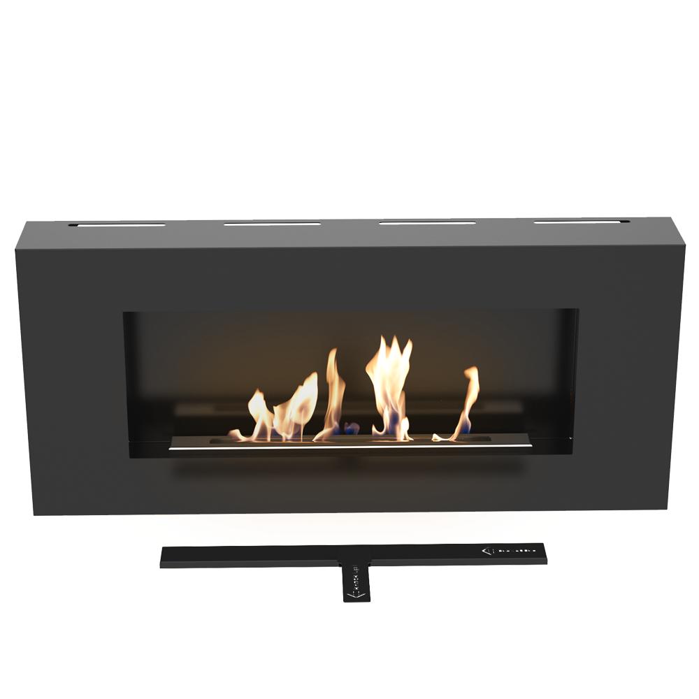 Wall Mounted Bioethanol Fireplace DELTA FLAT Black TÜV