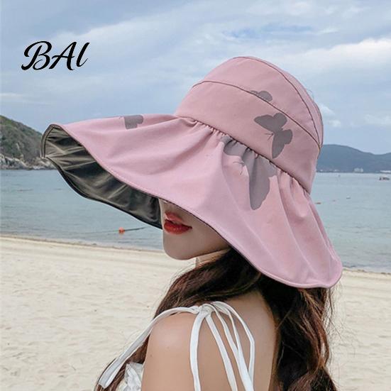 Casual Summer Hat for Dresses Women Sun Bucket Hat, Wide Brim Protection Vacation Cap, Foldable Breathable Beach Outdoor Travel with Back Strap