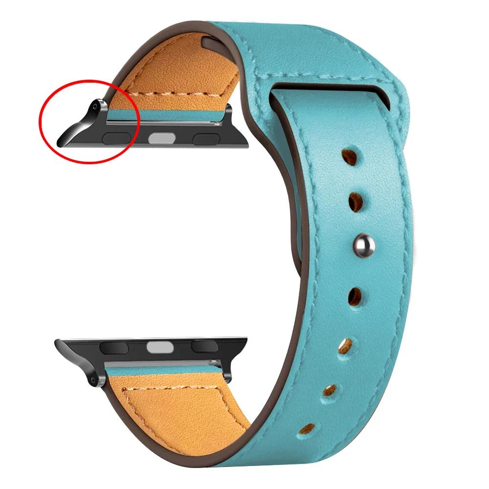 Кожаный ремешок для Apple watch band Ultra 49 мм 44 мм 40 мм 38 мм/42 мм спортивный браслет iWatch series 9 8 7 3 4 5 6 se 41 мм/45 мм