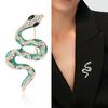 Luxury Green Rhinestone Snake Brooch for Women Men Unisex Alloy Lapel Pins Animal Design Badge Vintage Jewelry Accessories Gift