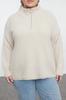 Women's Elegance Style Plus Size Sweater Stone Zipper Collar Knitwear Sweater