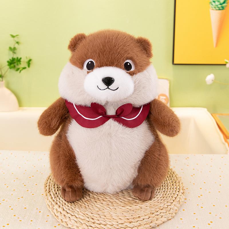 Cute Scarf Groundhog Plush Toy Claw Machine Doll Children Sleeping Pillow Navy Rat