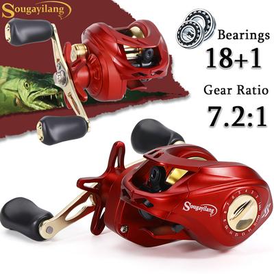 SOUGAYILANG 7.2:Металлическая катушка с 1 передаточным числом, катушка для приманки, 18 + 1BB, противовзрывная леска - 5 цветов (Максимальное перетаскивание 10 кг)