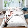 Красный Сливовый Цвет Король Королева Пододеяльник Чернильная Пейзажная Живопись Постельный Комплект Пододеяльник из Полиэстера