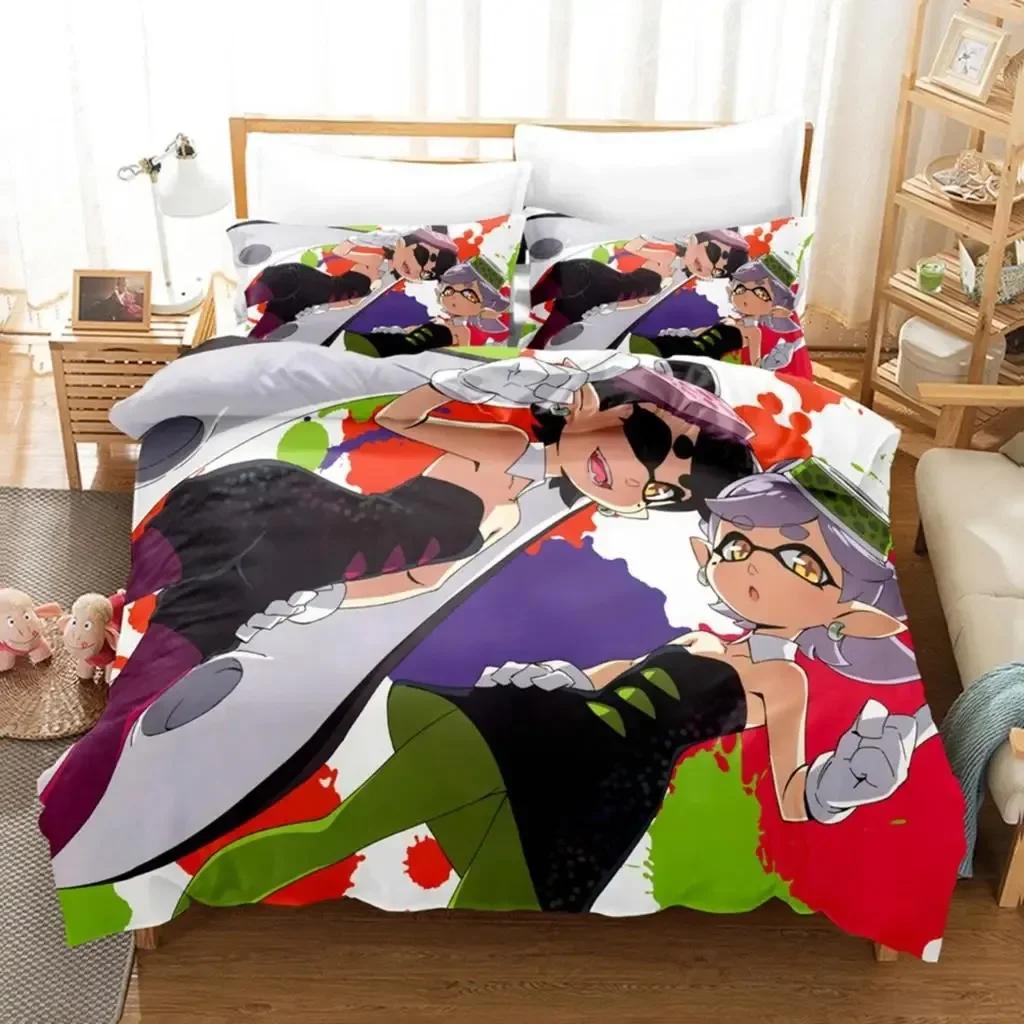 Комплект постельного белья Splatoon Single Twin Full Queen King Size Kawaii Boysgirls Комплект постельного белья Aldult Boys Bedroom Duvetcover Sets 3D Print 011