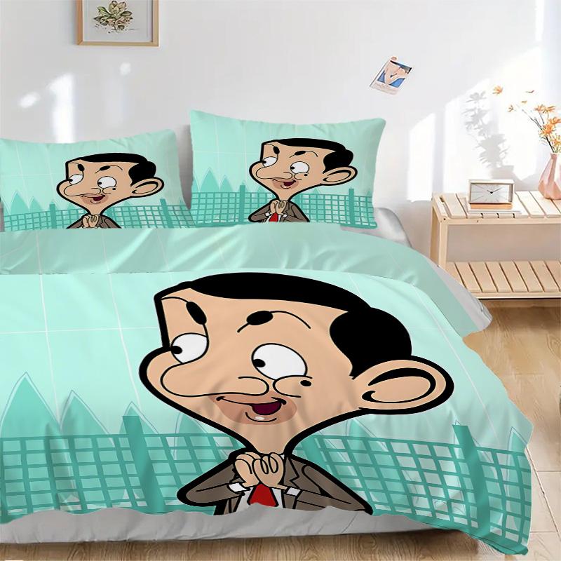 Mr Bean'S Adventure Print 3Pcs Bedding Setduvet Cover With 2 Bedropillowcase Home Birthday Gift