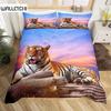 Пододеяльник с тигром, комплект постельного белья с изображением диких животных, одеяло с изображением животных, микрофибра, закат, для детей и взрослых, украшения для комнаты