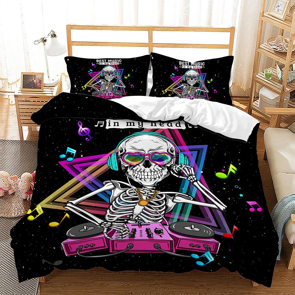 Комплект постельного белья с черепом, украшение в виде атмосферы ужасов на Хэллоуин, 2/3 шт. EU135 * 200, пододеяльник с головой черепа, мягкое украшение для спальни мальчиков