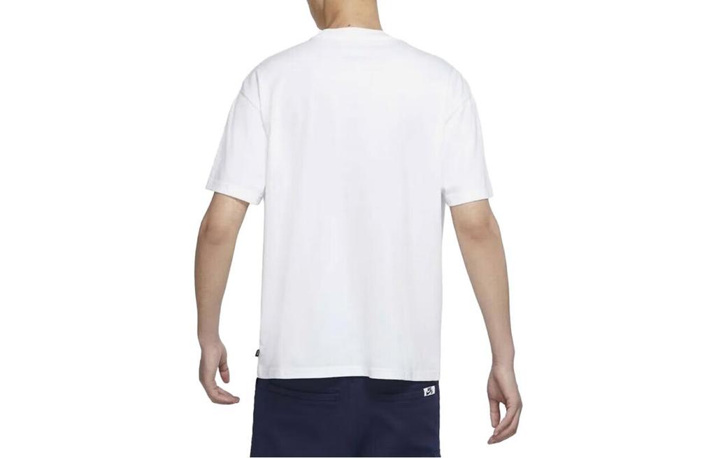 Nike Мужская белая футболка SB с круглым вырезом, умеренно прямой крой, DV2679-100