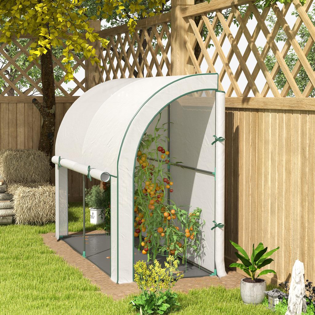Wall-Mounted Greenhouse, Accessible Plant House, Plastic Tarpaulin, 300 x 80 x 157 cm, White