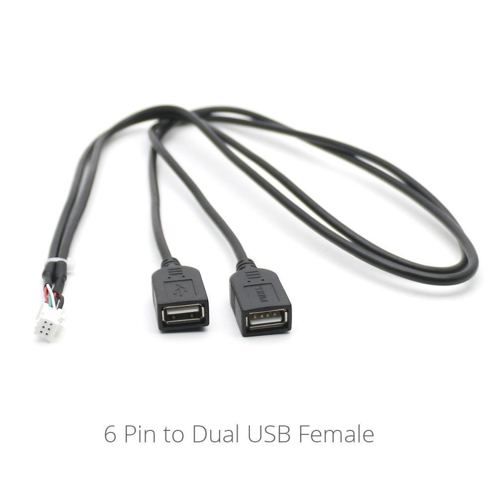 Car Dash Flush Mount 4 6 Pin Dual USB Switch Panel 3.5mm AUX RCA Interface Cable Adapter for Toyota VW Android Multimedia Player