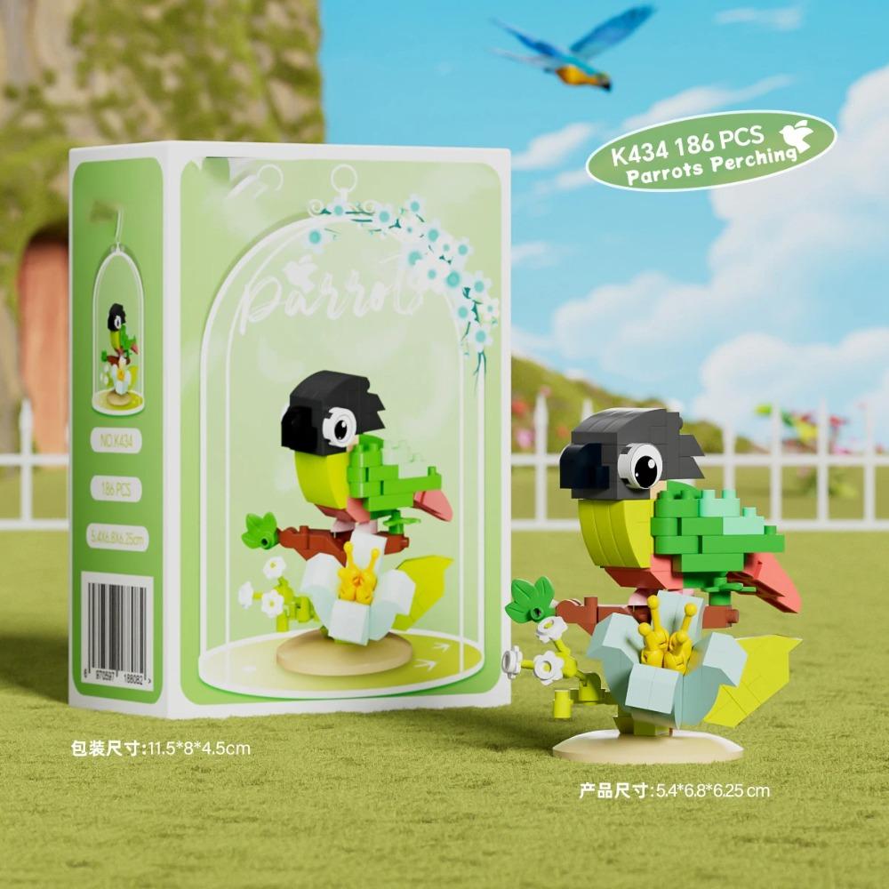 Игрушка Конструктор Животное Птица для Детей Девочка 8 Лет Подарок на День Рождения Мини Развивающий Попугай Сборный Кирпичик Игрушка для Мальчика